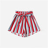 Frill Tri Bow Tie Striped Casual Shorts 2022 New Multicolor Mid Waist Beach Women Bottoms Loose Elastic Summer Shorts