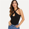 Keyhole Criss Cross Neck Black Top Shirt 2022 New Summer Slim Fit Casual Women Tank Top Stretchy Girls Sexy Camisole