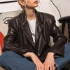 CP Spring Front Buttons Blazers Women Faux Leather Jackets Women Elegant Notched Straight Suits Female Ladies