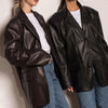 CP Spring Front Buttons Blazers Women Faux Leather Jackets Women Elegant Notched Straight Suits Female Ladies