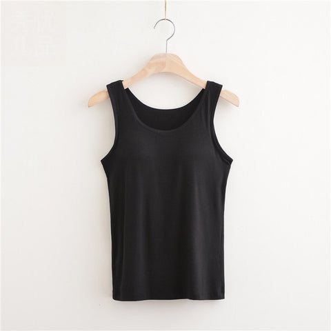 CR NEW 2022 Summer Women Modal Tank Tops Built In Bra Padded Bra Casual Tops Soft Plus Size Drop Shipping