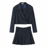 CTRLLOCK Preppy Style Striped One Button Suit Jacket Women Pleated A-line Mini Skirt Girl Two-piece Suit Set