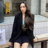 CTRLLOCK Preppy Style Striped One Button Suit Jacket Women Pleated A-line Mini Skirt Girl Two-piece Suit Set