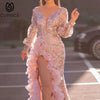 CUPNICE See Through Elegant Hip Package Long Evening Dress Trailing Women V-neck High Waist High Split Slim Fit Wedding Dress