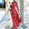 CUPNICE Summer Loose Boho Maxi Beach Sexy Turn-down Collar Button Long Shirt Dress Women Spring Floral Print Lady Party Dresses
