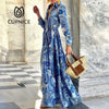 CUPNICE Summer Loose Boho Maxi Beach Sexy Turn-down Collar Button Long Shirt Dress Women Spring Floral Print Lady Party Dresses