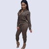 Autumn Sexy Rompers Women Jumpsuit Turn down collar Long Sleeve Overalls Pockets Zipper macacao feminino comprido