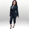 Autumn Sexy Rompers Women Jumpsuit Turn down collar Long Sleeve Overalls Pockets Zipper macacao feminino comprido