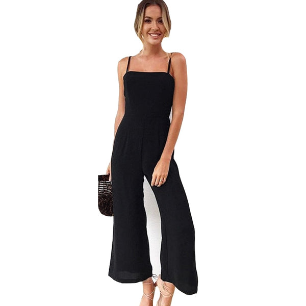 Green Black Women Sleeveless Summer Playsuit Sexy Solid Boot Cut Female jumpsuit rompers womens jumpsuit QL3594