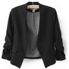 Women's Jacket and Blazer Autumn Cany Color Hidden Breasted Slim Office Blazer Long Puff Sleeve Black Coat femenino QZ578
