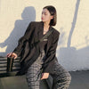 CZJMS Autumn Design Temperament Suit Jacket Women Loose Black Blazer Khaki Tailored Coat Korean Office Lady Overwear New
