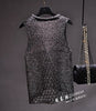 Women Gold Lurex knit Tank Camis top Sexy Hollow out Camisole Holes Slim Bling Spaghetti Sequins Tanks Top Summer Femme
