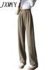 Camel Drape Suit Wide-Leg Pants Women's High-Waisted Straight-Leg Slimming All-Match Spring And Autumn Casual Simple Trousers