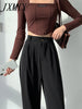 Camel Drape Suit Wide-Leg Pants Women's High-Waisted Straight-Leg Slimming All-Match Spring And Autumn Casual Simple Trousers