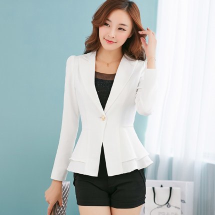 Candy Color Casual Blazer Feminino Slim Short Suit Ruffles Blazer Women Jacket Elegant  Ladies Work Suits Blazers Jackets Wome