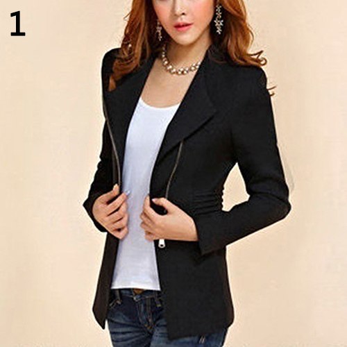 Candy Color Long Sleeve Women Zipper Blazer Suit Slim Casual Jacket Coat Outwear New Arrival