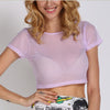 Candy Color Sexy Colorful See Through Transparent Plain Stretchy Dance Disco Club Crop Top Blouse Shirt 9176