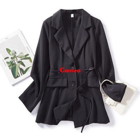 Cansen Women Oversized Single Breasted Blazer Elegant Office Lady Loose Classic Coat Black Suit Jacket Chic Outwear Outfits