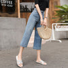Capri Jeans Pants For Women 2022 Summer Plus Size Ladies Straight Trousers Denim Blue Femme Pantalon Washed Push Up