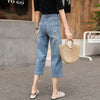 Capri Jeans Pants For Women 2022 Summer Plus Size Ladies Straight Trousers Denim Blue Femme Pantalon Washed Push Up