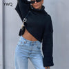 Cargo Pants Women Jeans High Waist Ripped Baggy Jeans Vintage Knee Hole Full Length Pants Solid Blue Cool Denim Trousers