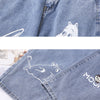 Cartoon Pattern Printed Jeans Women 2022 Y2K Clothes Casual Loose Denim Trousers Blue Straight Leg Long Pants For Ladies