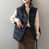 Casual Belted Winter Vest Women Zip Sleeveless Jacket Elegant Stand Collar Outerwear Female Solid Down Vest With Pocket
