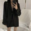 Casual Black Blazer Women Loose Spring Thin All-match Streetwear Simple Korean Style Preppy Young Girl Sheer Minimalist Outwear