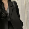 Casual Black Blazer Women Loose Spring Thin All-match Streetwear Simple Korean Style Preppy Young Girl Sheer Minimalist Outwear