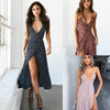Casual Bohemian Women Dress Summer 2023 Sexy Boho Dresses Maxi Robe Floral Spaghetti Strap Dot Printed Backless Beach Long Dress