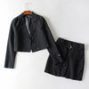 Casual Cropped Blazer Skirt Suits 2 Piece Set Women Dress Female Jacket Ladies Business Office Formal Clothing Elegant Outfit