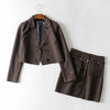 Casual Cropped Blazer Skirt Suits 2 Piece Set Women Dress Female Jacket Ladies Business Office Formal Clothing Elegant Outfit