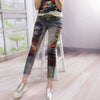 Casual Denim skinny jeans woman Pant Femme Pencil Jeans Trousers Bronzing Painted Pattern Jeans Denim Trousers