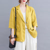 Casual Elegant Lapel Button Thin Coats Vintage Solid Button Down OL Tunic Jackets ZANZEA Summer Women Cotton 3/4 Sleeve Blazer