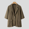 Casual Elegant Lapel Button Thin Coats Vintage Solid Button Down OL Tunic Jackets ZANZEA Summer Women Cotton 3/4 Sleeve Blazer