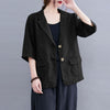 Casual Elegant Lapel Button Thin Coats Vintage Solid Button Down OL Tunic Jackets ZANZEA Summer Women Cotton 3/4 Sleeve Blazer