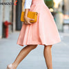 Casual Empire Waist Pleated Skirts Women Solid Knee-Length Skirts Plus Size Faldas Mujer Moda