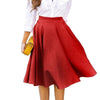 Casual Empire Waist Pleated Skirts Women Solid Knee-Length Skirts Plus Size Faldas Mujer Moda