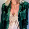 Casual Green Velvet Blazer Women Vintage Elegant Female Blazer Autumn 2023 Long Sleeve Button Jacket Woman Office Suit