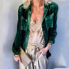 Casual Green Velvet Blazer Women Vintage Elegant Female Blazer Autumn 2023 Long Sleeve Button Jacket Woman Office Suit