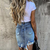 Casual High Waist Tassel Cool Pencil Denim Skirts Women 2022 Summer vintage Sexy Hole Ripped Pockets All-matched Jeans Skirt