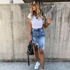 Casual High Waist Tassel Cool Pencil Denim Skirts Women 2022 Summer vintage Sexy Hole Ripped Pockets All-matched Jeans Skirt