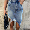 Casual High Waist Tassel Cool Pencil Denim Skirts Women 2022 Summer vintage Sexy Hole Ripped Pockets All-matched Jeans Skirt