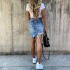 Casual High Waist Tassel Cool Pencil Denim Skirts Women 2022 Summer vintage Sexy Hole Ripped Pockets All-matched Jeans Skirt