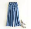 Casual Hight waist Bow tied Sashes Tencel Denim Wide Leg Pants 2022 New Woman Blue Casual Jeans Femme Loose Jean Trousers