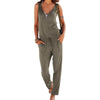 Casual Jumpsuits 2022 Summer Women Sleeveless V-neck Beach Leisure Loose Zipper Solid Pockets Drawstring Overall Plus Size LX341