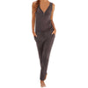 Casual Jumpsuits 2022 Summer Women Sleeveless V-neck Beach Leisure Loose Zipper Solid Pockets Drawstring Overall Plus Size LX341