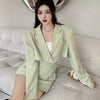 Casual Korean Two Piece Set Woman Office Style Elegant Skirt Suits Autumn 2022 Slim Long Sleeve Coat Designer Mini Skirt