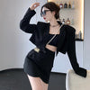 Casual Korean Two Piece Set Woman Office Style Elegant Skirt Suits Autumn 2022 Slim Long Sleeve Coat Designer Mini Skirt