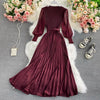 Casual Long Sleeve Pleated Loose Midi Dresses Femme Party Flare Chiffon Robe Harujuku Vestidos Mujer Solid Purple Maxi Clothing